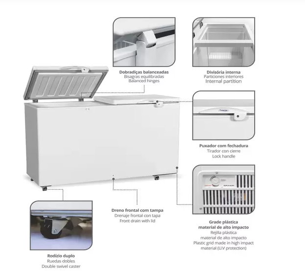 Freezer Horizontal 411L Branco Fricon 220v