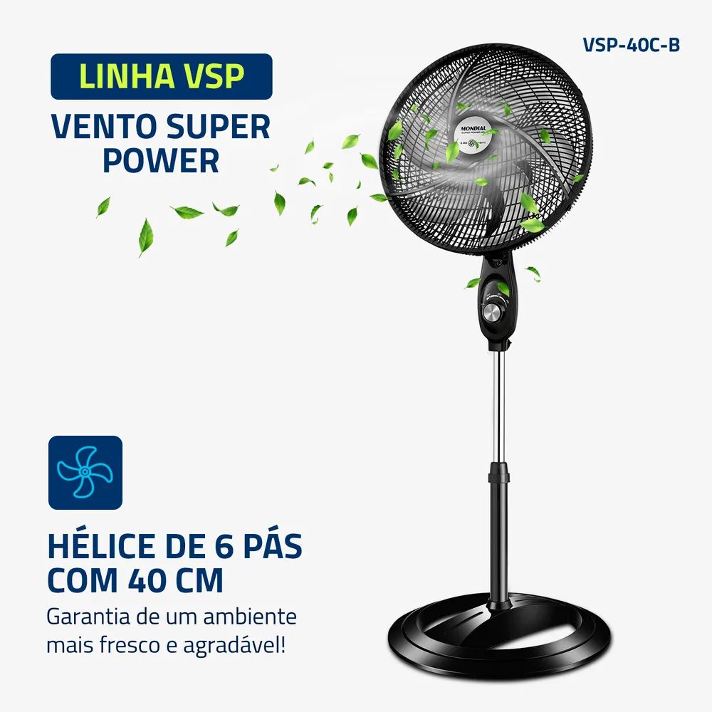 Ventilador de Coluna Mondial 6 pás