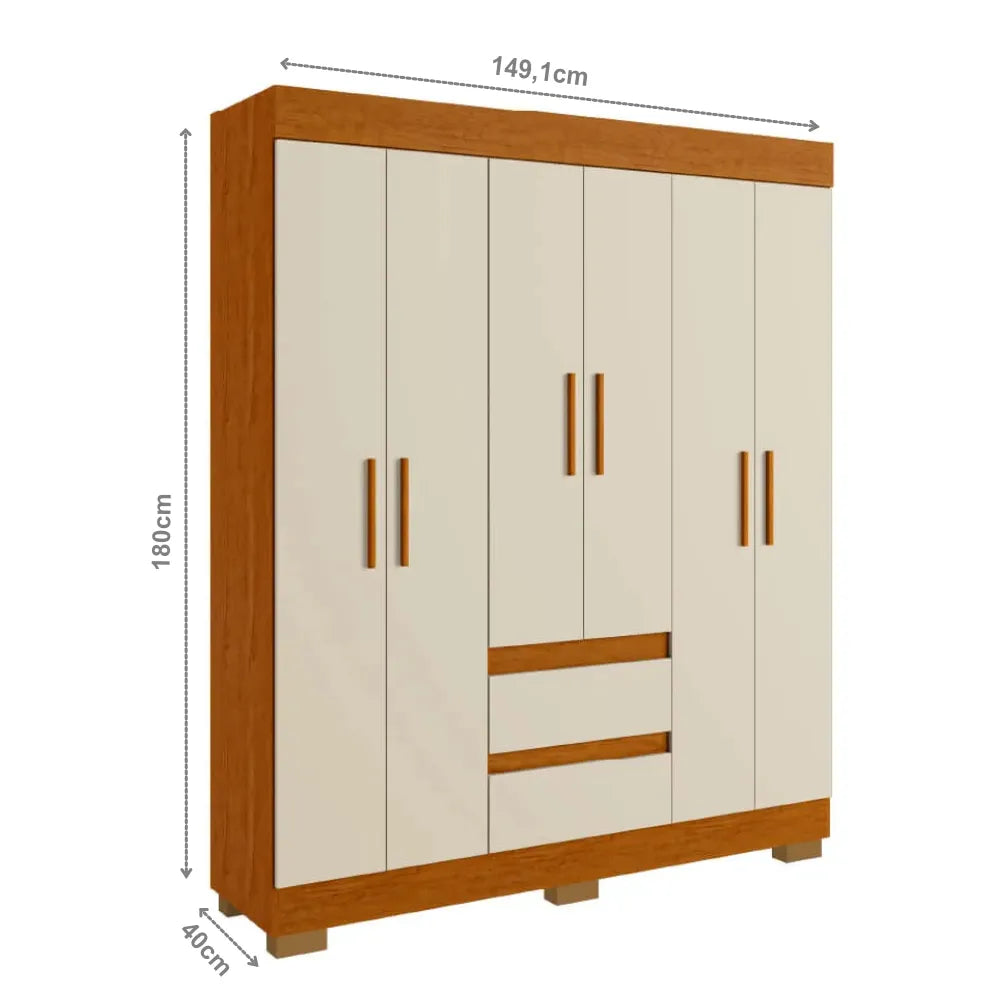 Guarda-Roupa ACP Maya 6 Portas com Pés
