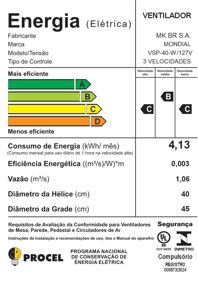 Ventilador de Mesa Mondial 6 pás