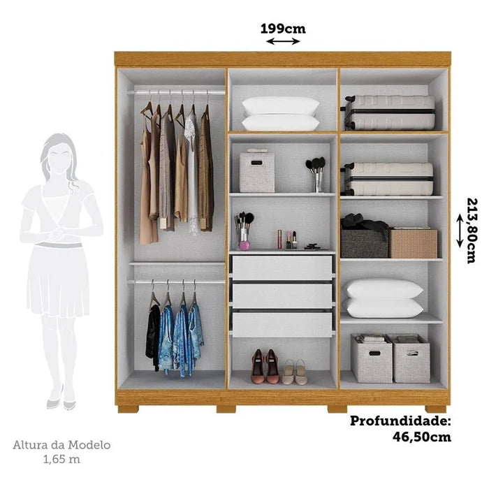 Guarda-Roupa ACP Ágata 6 Portas com Pés