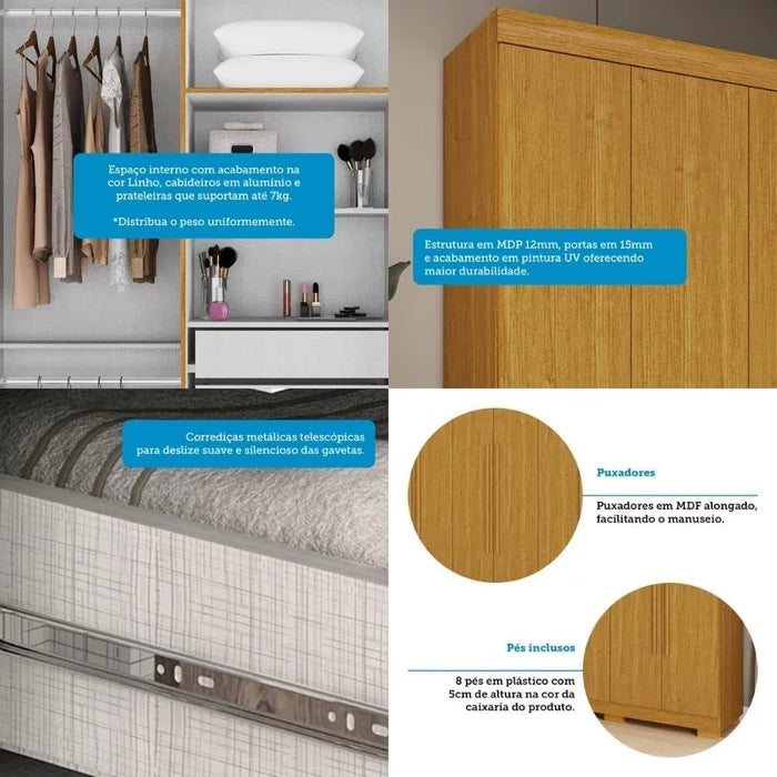 Guarda-Roupa ACP Ágata 6 Portas com Pés